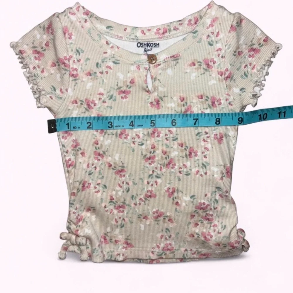 OshKosh B'gosh Cream Ribbed Short-Sleeve Top with Pink Floral Print